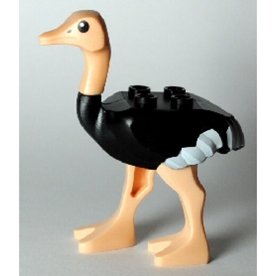 LEGO ANIMAL Ostrich with White Tail and Wingtips and Light Flesh Legs and Head